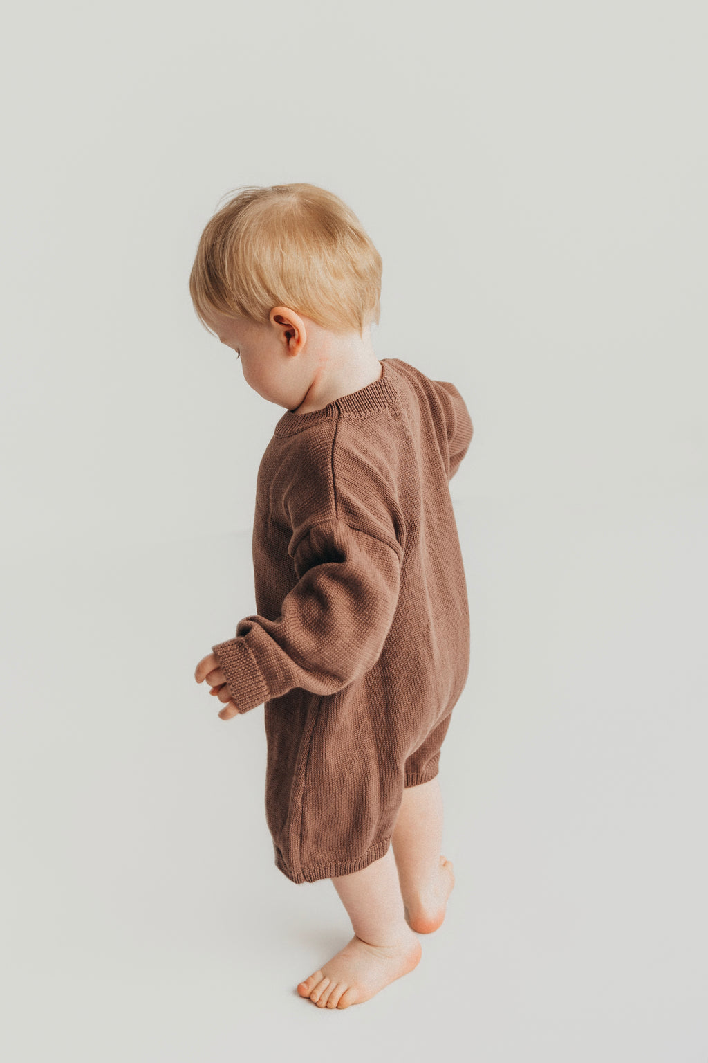 COTTON KNIT ROMPER - CHOC