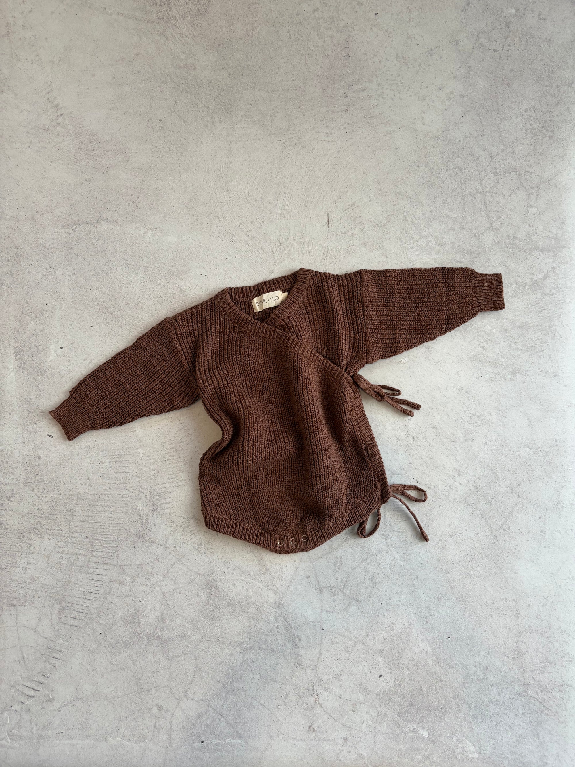 KIMONO KNIT ROMPER - COCOA