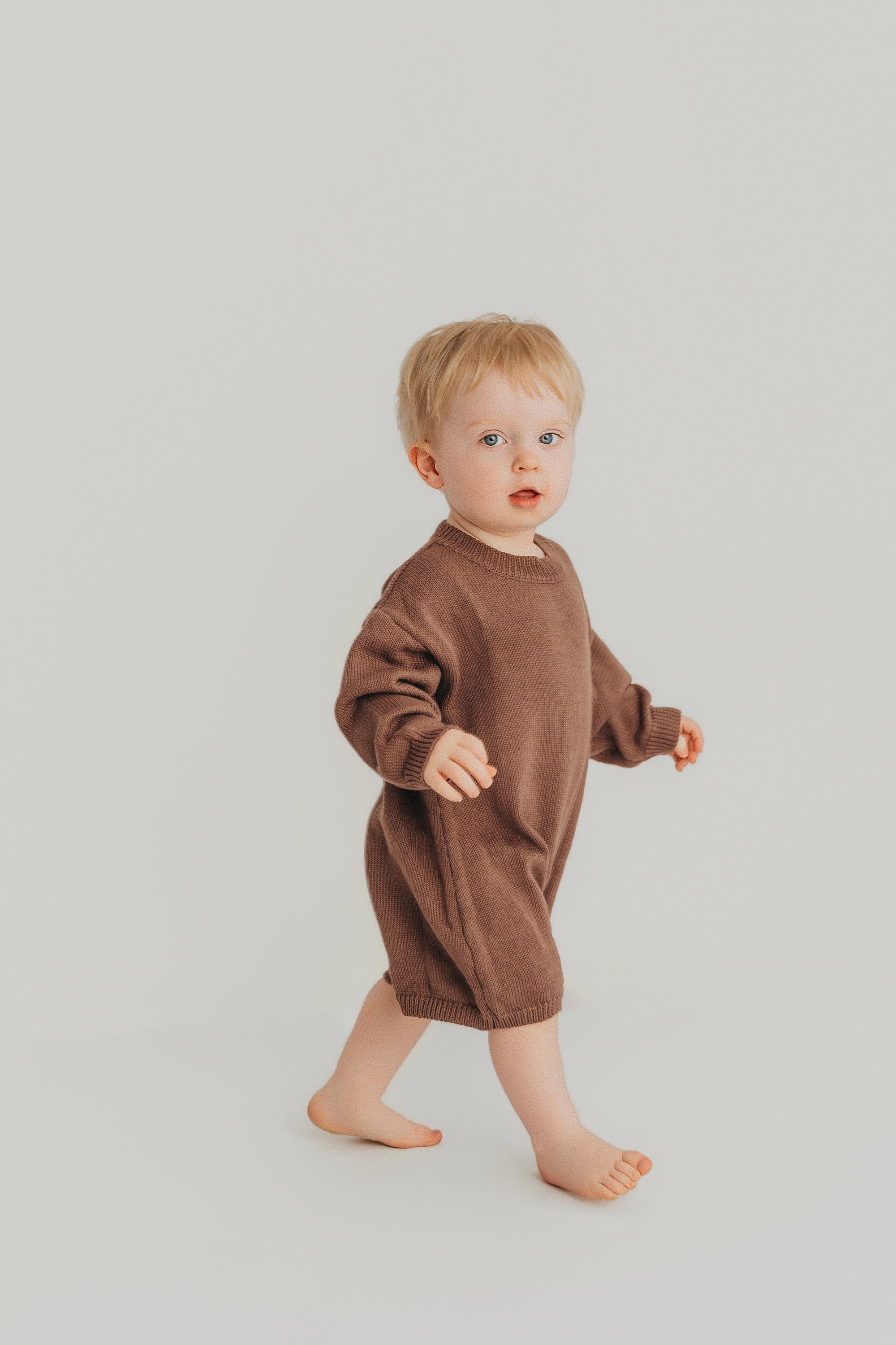 COTTON KNIT ROMPER - CHOC