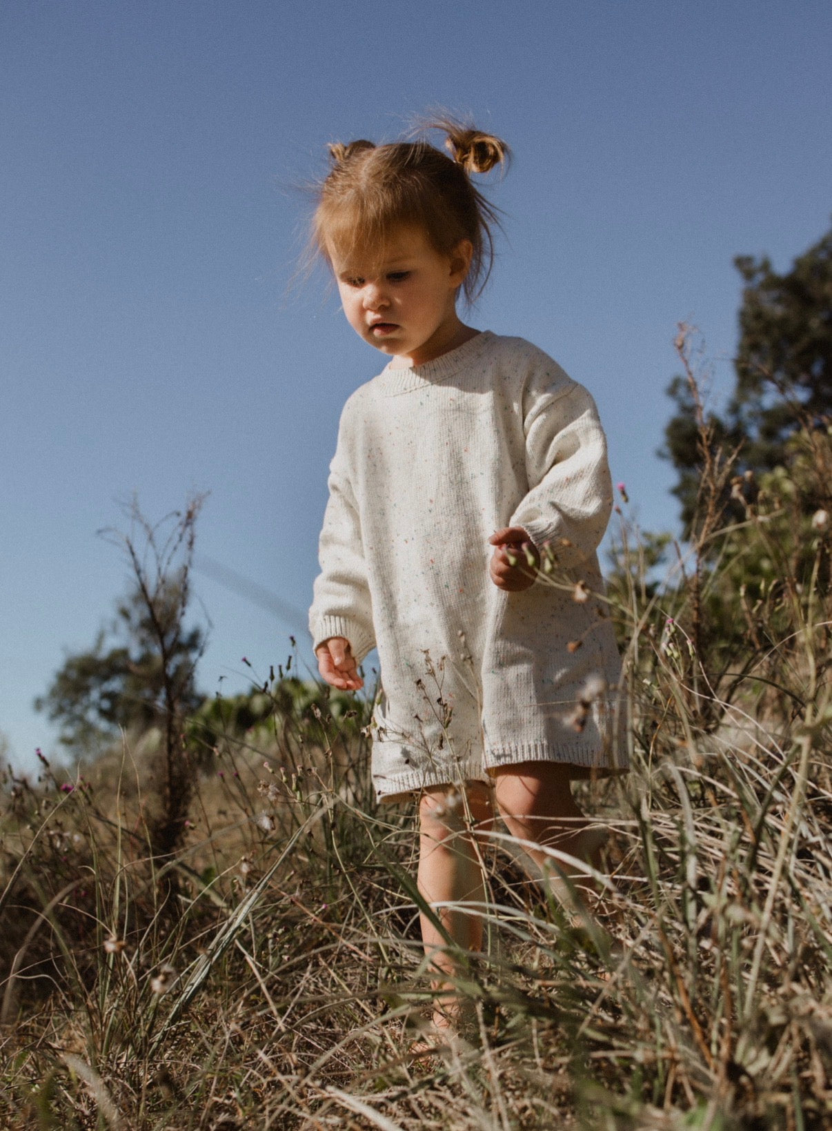 COTTON KNIT ROMPER - OAT SPECKLE