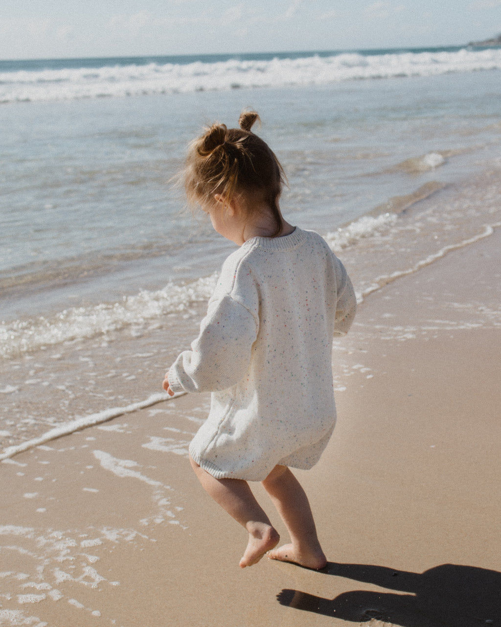 COTTON KNIT ROMPER - OAT SPECKLE