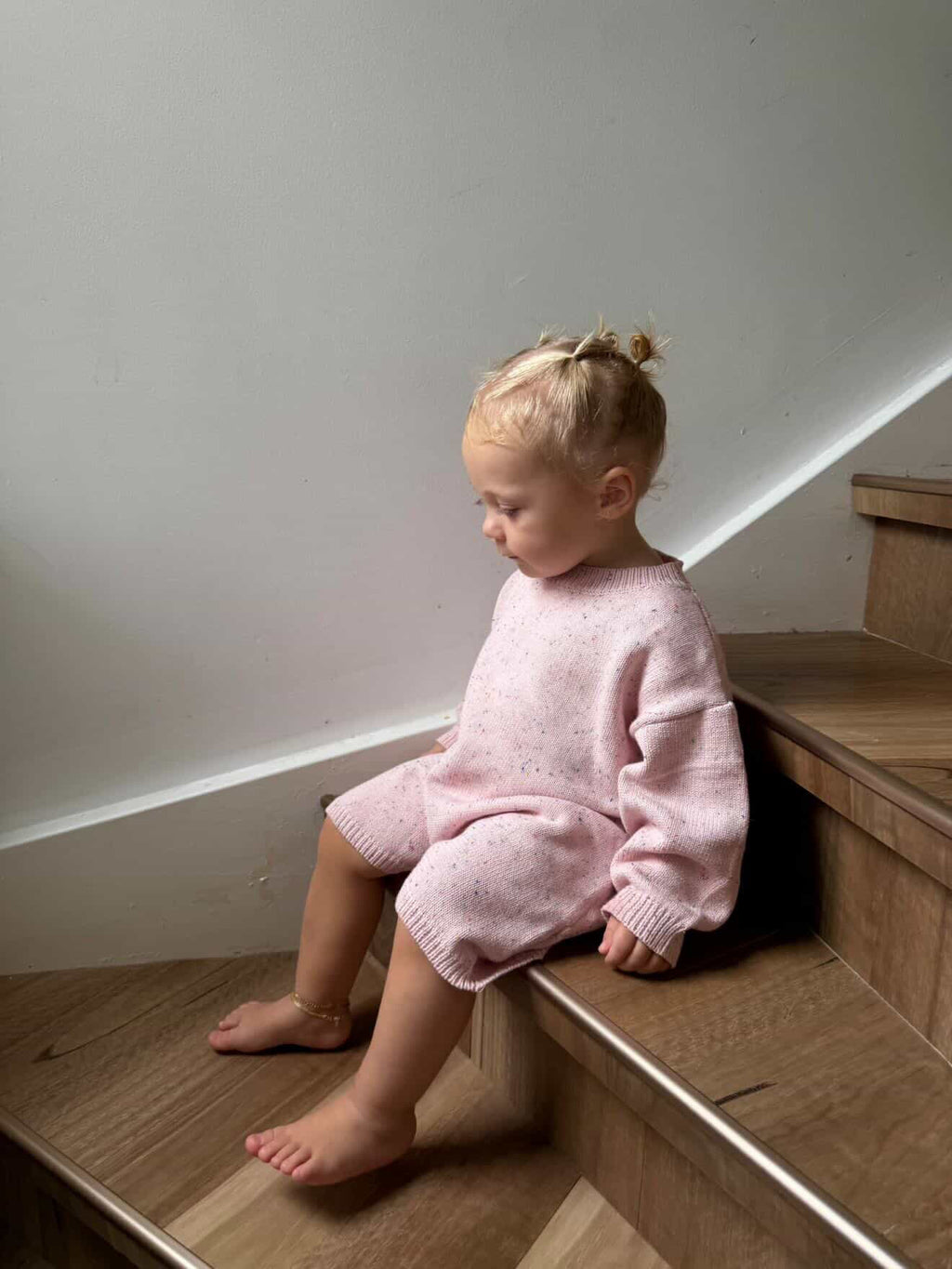 COTTON KNIT ROMPER - FAIRY FLOSS