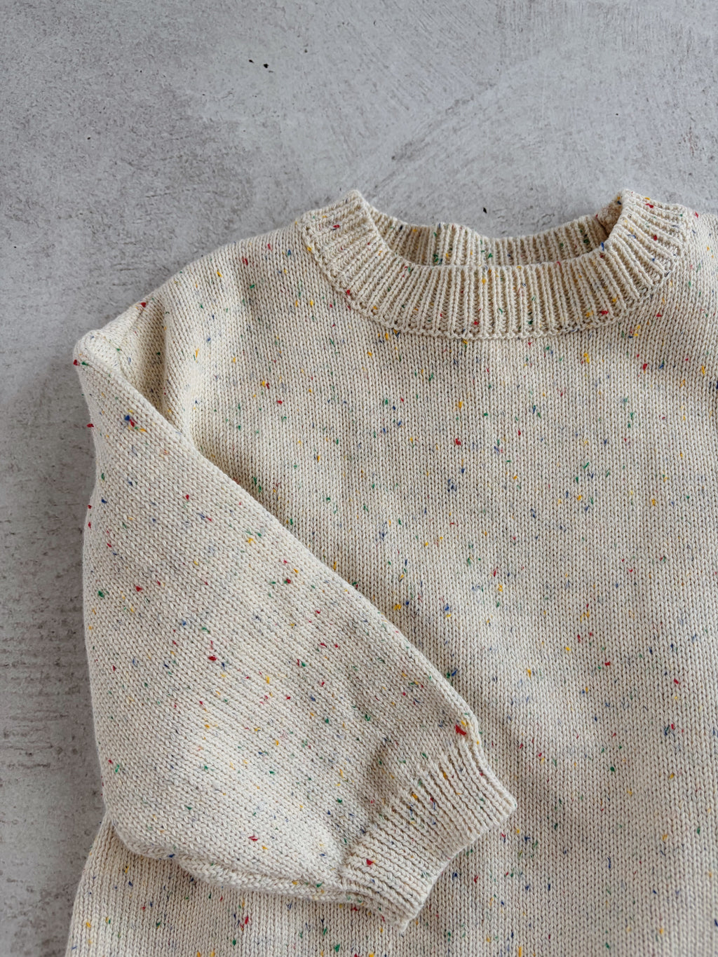 COTTON KNIT ROMPER - OAT SPECKLE