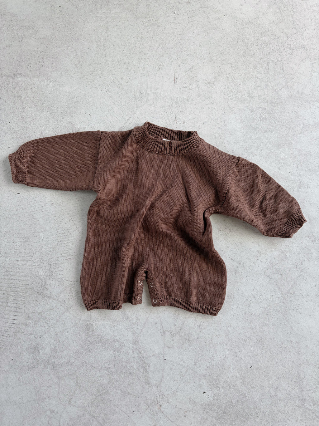 COTTON KNIT ROMPER - CHOC