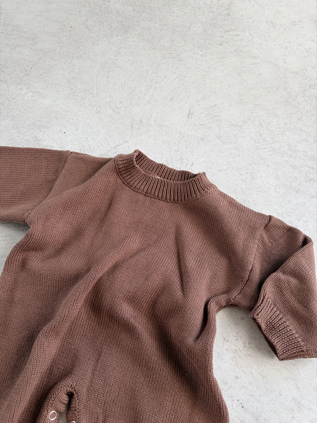 COTTON KNIT ROMPER - CHOC