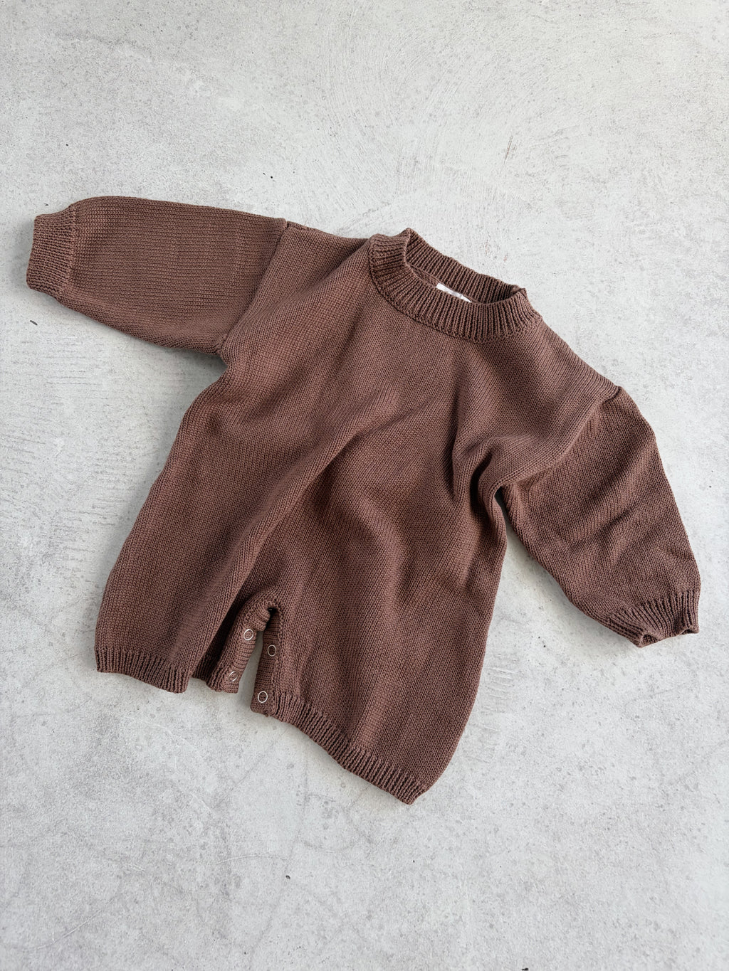 COTTON KNIT ROMPER - CHOC