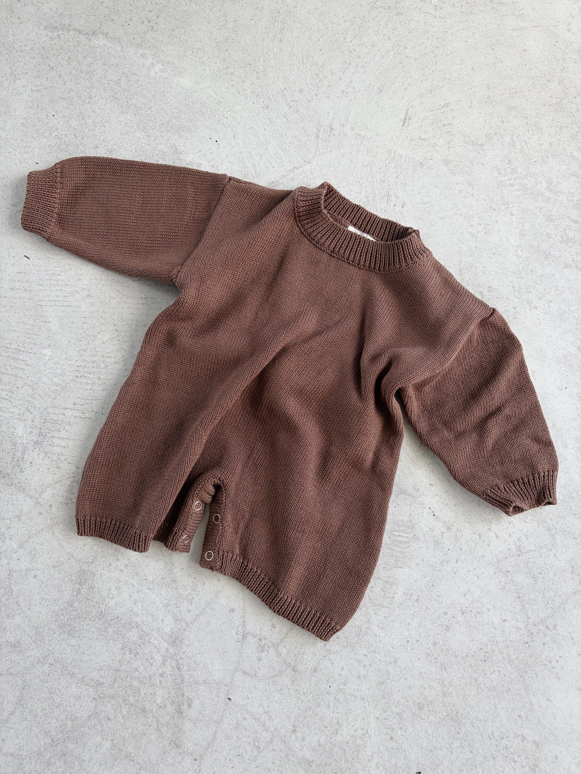 COTTON KNIT ROMPER - CHOC