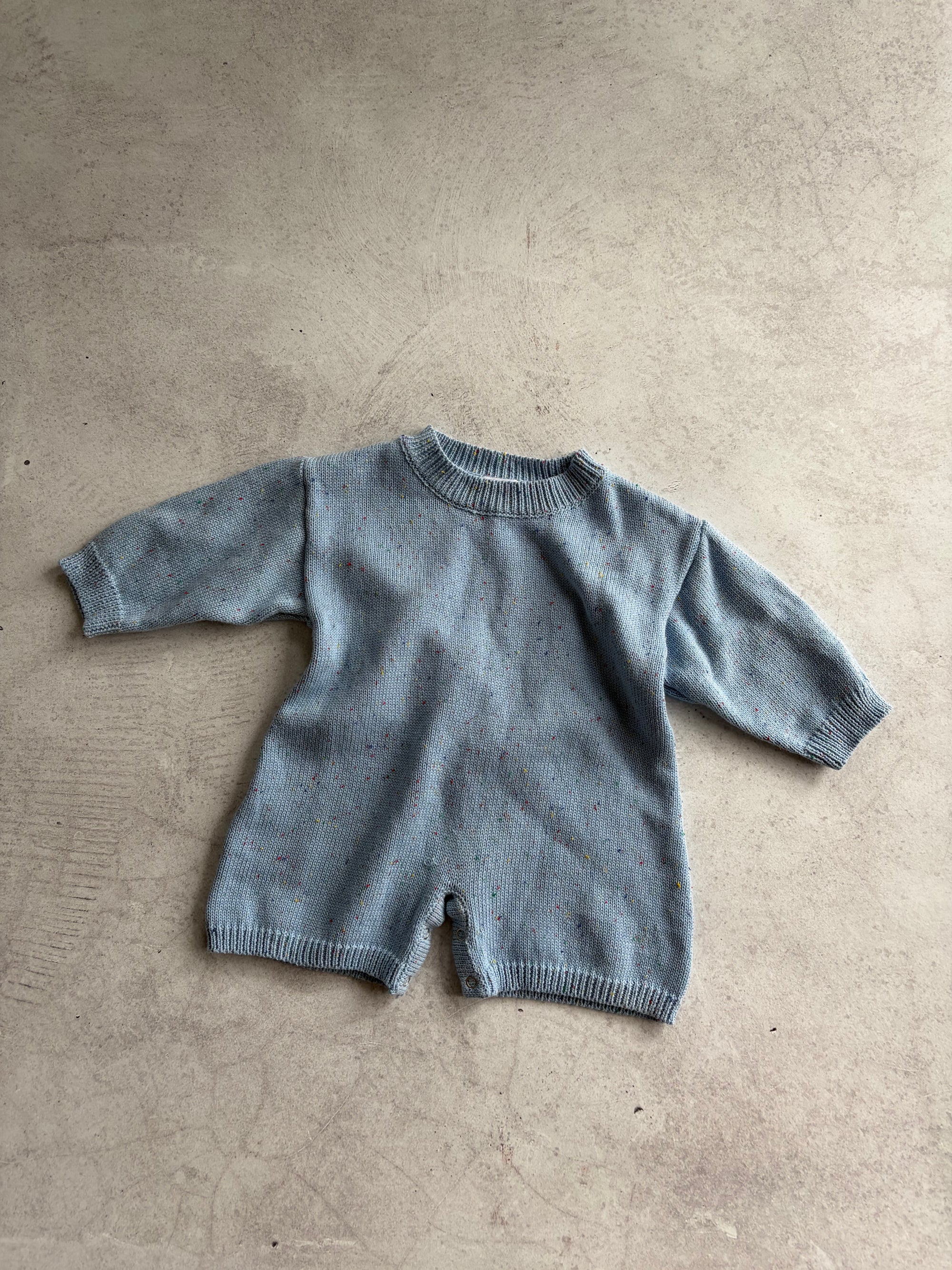 COTTON KNIT ROMPER - SKY SPECKLE