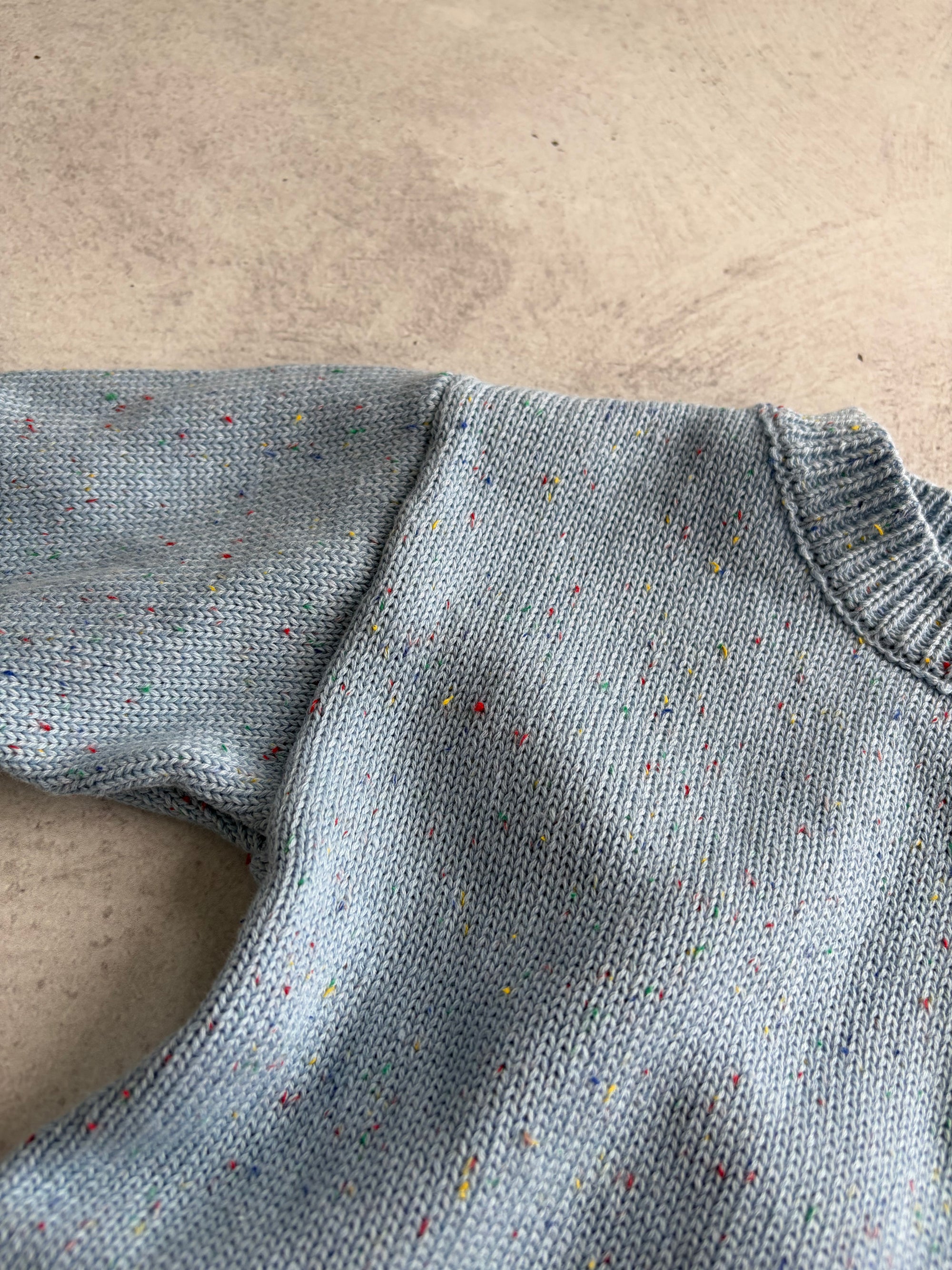 COTTON KNIT ROMPER - SKY SPECKLE