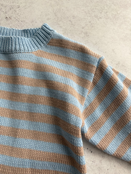 COTTON KNIT ROMPER - BLUE STRIPE